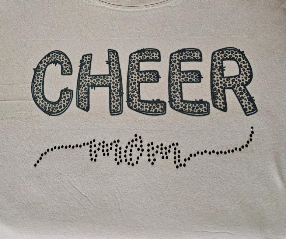 Leopard Cheer Mom Rhinestone Shirt